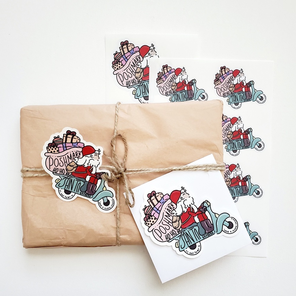 LB083 STICKERS Custom Poshmark Stickers Personalizable Santa Express Ho Ho Ho - Picture 6 of 6